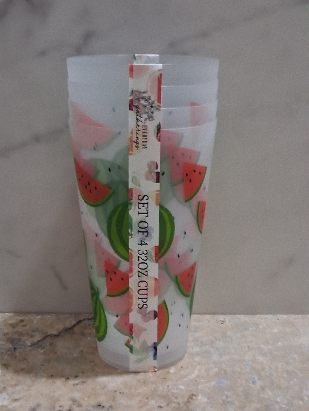 Watermelon Print Plastic Party Cups - Set of 4